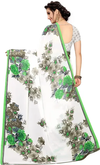 Stylish Georgette Printed Sarees With Blouse Piece