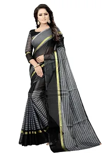 Stylish Fancy Cotton Silk Daily Wear Striped Saree With Blouse Piece For Women Pack Of 2-thumb1