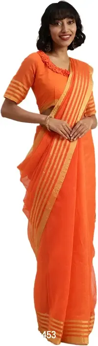 Stylish Fancy Art Silk Chanderi Striped Saree With Blouse Piece For Women
