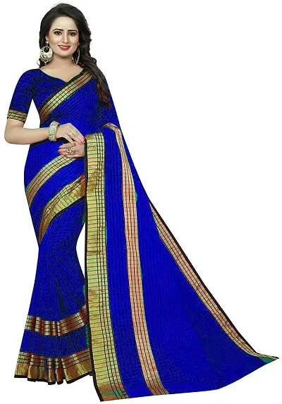 Elegant Cotton Striped Saree with Blouse Piece