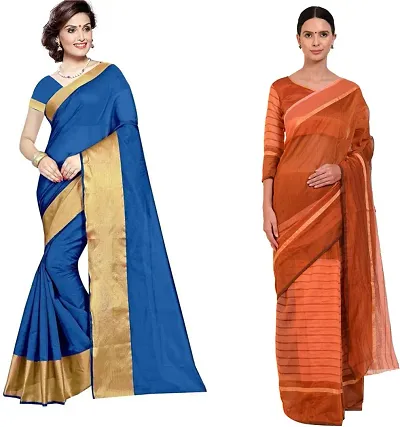 Stylish Fancy Georgette Saree With Blouse Piece Combo For Women Pack Of 2