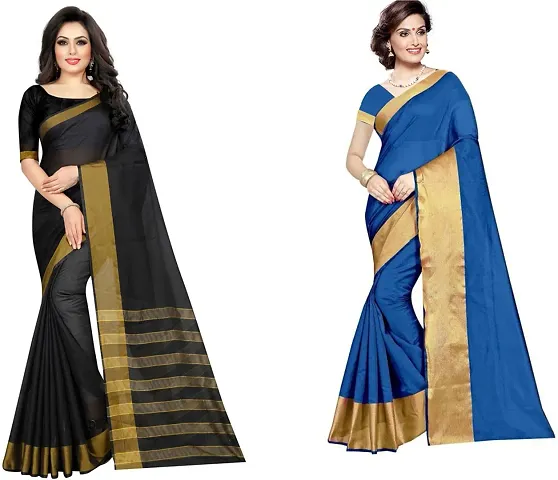 Stylish Fancy Georgette Saree With Blouse Piece Combo For Women Pack Of 2