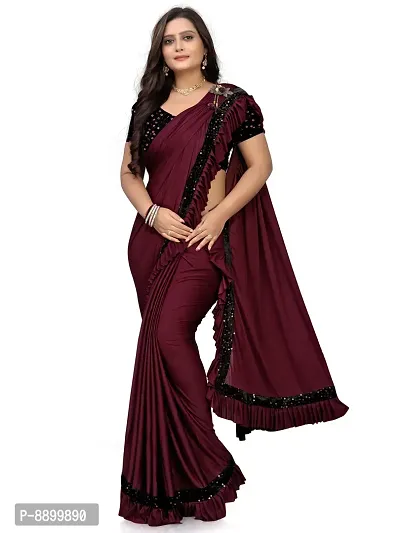 Women Beautiful Silk Blend Saree with Blouse piece-thumb0