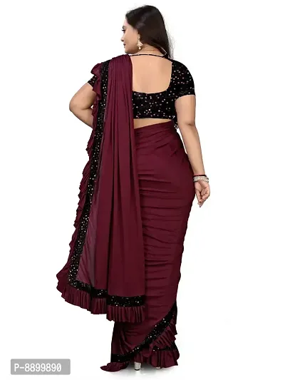 Women Beautiful Silk Blend Saree with Blouse piece-thumb2