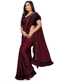 Women Beautiful Silk Blend Saree with Blouse piece-thumb2