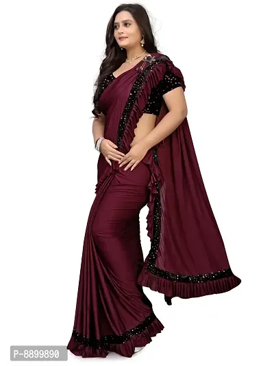 Women Beautiful Silk Blend Saree with Blouse piece-thumb3