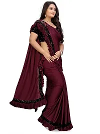 Women Beautiful Silk Blend Saree with Blouse piece-thumb3