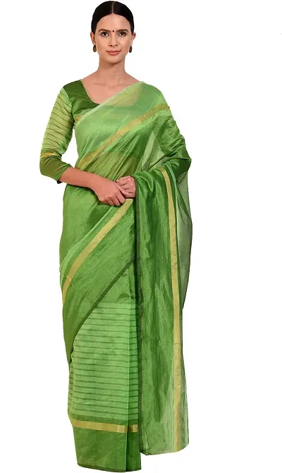 Rustam Cotton Silk Striped Sarees With Blouse Piece