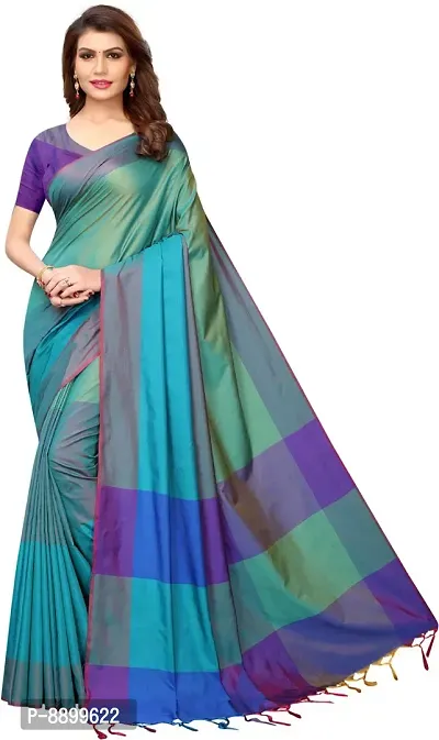 Women Beautiful Cotton Silk Saree with Blouse piece