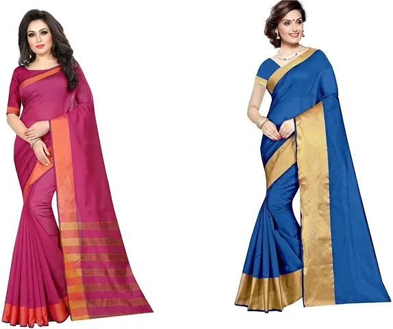 Beautiful Silk Saree With Blouse Piece Pack Of 2