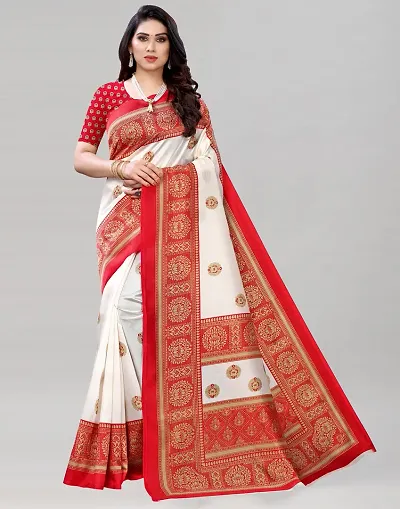 Art Silk Printed Sarees with Blouse Piece