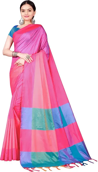 Glamorous Cotton Silk Saree with Blouse piece 