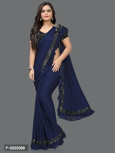 Women Beautiful Silk Blend Saree with Blouse piece-thumb0