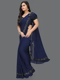 Women Beautiful Silk Blend Saree with Blouse piece-thumb1