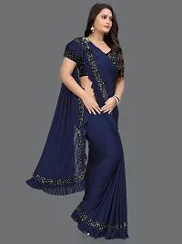 Women Beautiful Silk Blend Saree with Blouse piece-thumb3