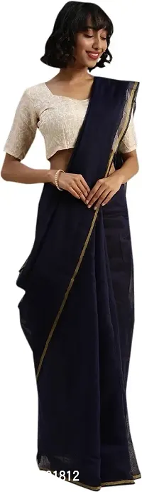 Women Beautiful Cotton Blend Saree with Blouse piece-thumb0