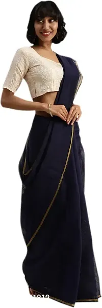 Women Beautiful Cotton Blend Saree with Blouse piece-thumb3