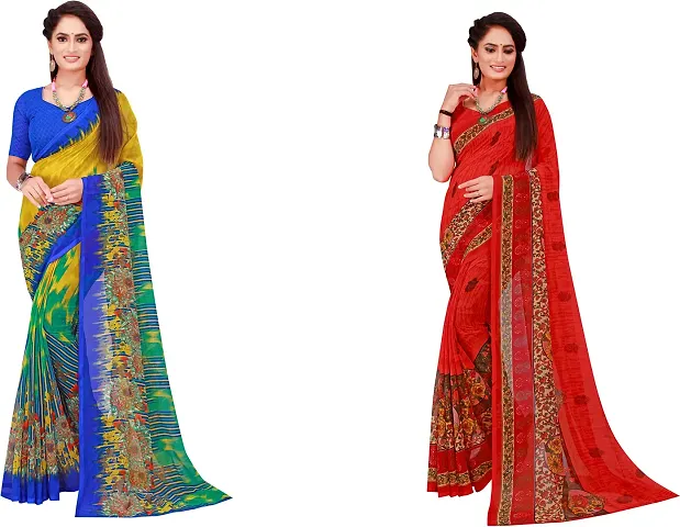 Beautiful Georgette Saree with Blouse piece Pack Of 2