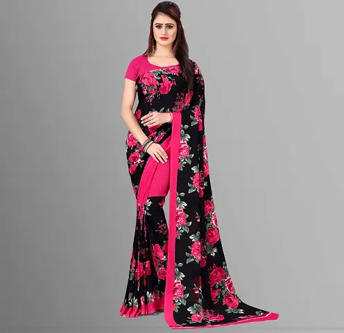 Trending Daily Wear Georgette Printed Saree with Blouse Piece