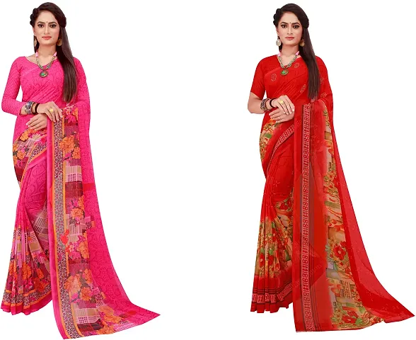 Beautiful Georgette Saree With Blouse Piece Pack Of 3