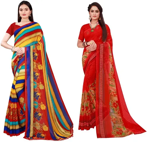 Attractive Georgette Saree with Blouse piece 