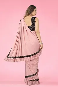 Women Beautiful Lycra Saree with Blouse piece-thumb1