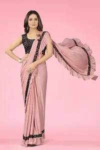 Women Beautiful Lycra Saree with Blouse piece-thumb3