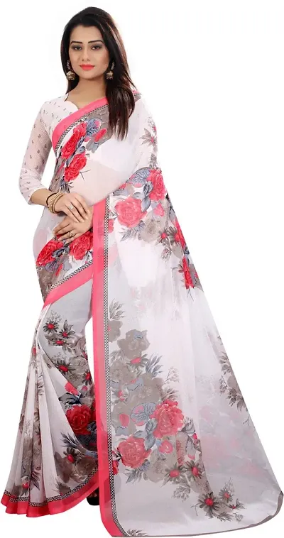 Georgette Printed Sarees with Blouse piece