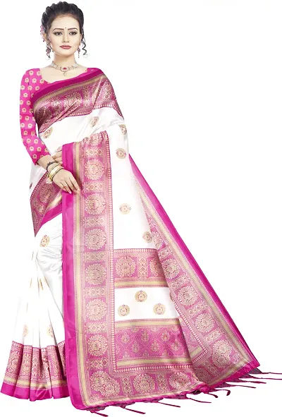 Beautiful Art Silk Saree with Blouse piece