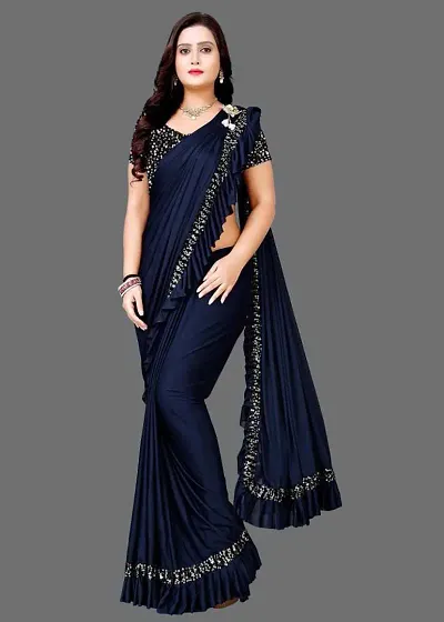 Women Beautiful Lycra Saree with Blouse piece