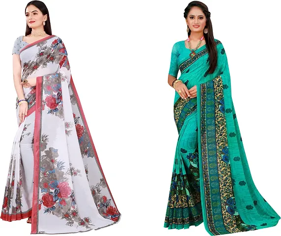 Beautiful Georgette Saree With Blouse Piece Pack Of 2