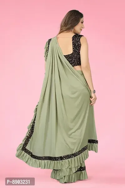 Women Beautiful Lycra Saree with Blouse piece-thumb2