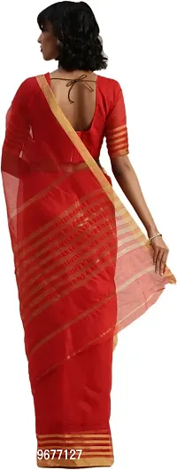 Women Stylish Silk Blend Checked Saree with Blouse piece-thumb2