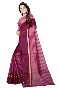 SAADHVI Women's Pink Cotton Silk Striped Saree With Blouse(FL-IF-Rustom Wine) | Free Size-thumb3