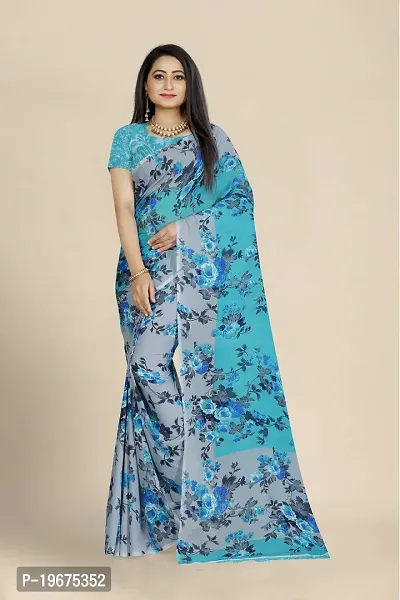 Women Stylish Georgette Printed Saree with Blouse piece-thumb0