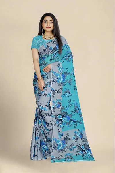 Multicolored Georgette Sarees With Blouse Piece