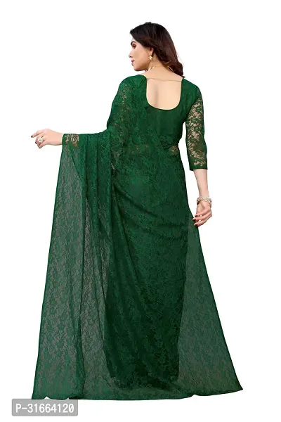 Elegant Green Cotton Silk Saree with Blouse piece For Women-thumb4