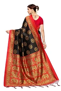 Stylish Black Cotton Silk Printed Saree with Blouse piece For Women-thumb3