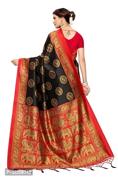 Stylish Black Cotton Silk Printed Saree with Blouse piece For Women-thumb4