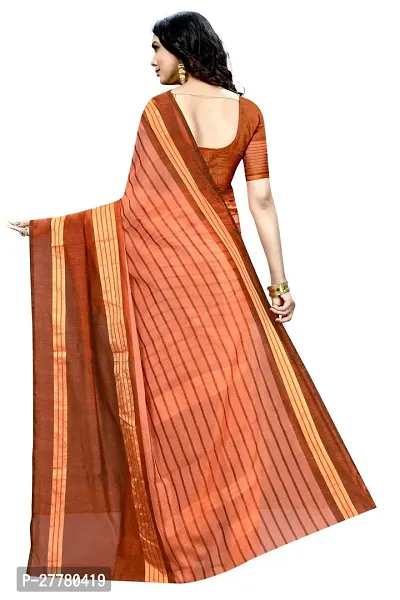 Stylish Cotton Silk Orange Printed Saree With Blouse Piece For Women-thumb2