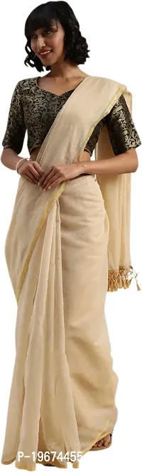 Women Stylish Cotton Silk Solid Saree with Blouse piece-thumb3