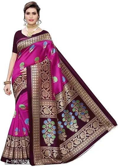 Women Stylish Art Silk Printed Saree with Blouse piece-thumb0