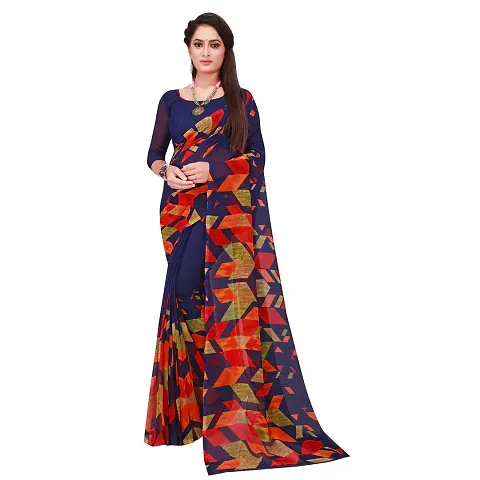 Dailywear Georgette Printed Sarees With Blouse Piece