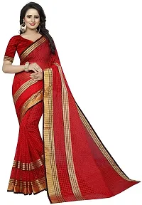 Women Stylish Cotton Silk Striped Saree with Blouse piece-thumb2