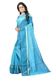 Women Stylish Cotton Silk Striped Saree with Blouse piece-thumb3