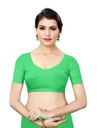 Stylish Cotton Silk Green Saree With Blouse Piece For Women-thumb3