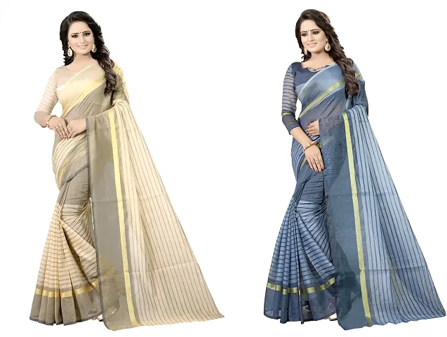 Trending Cotton Silk Saree with Blouse piece 