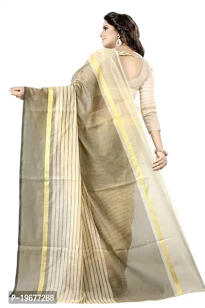 Women Stylish Cotton Silk Self Pattern Saree with Blouse piece-thumb2