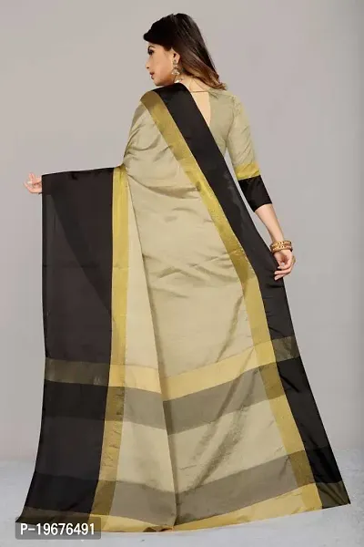 Women Stylish Silk Blend Self Pattern Saree with Blouse piece-thumb2