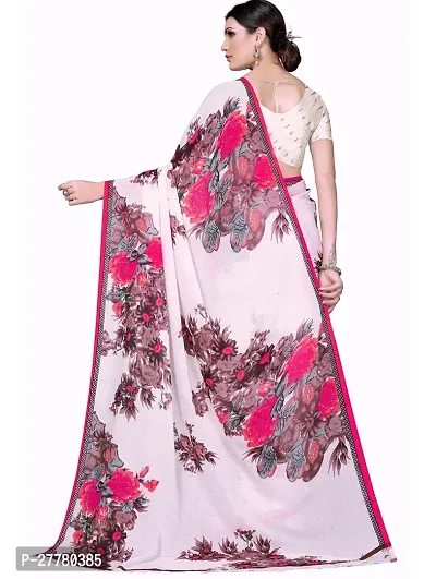 Stylish Georgette Pink Printed Saree With Blouse Piece For Women-thumb3